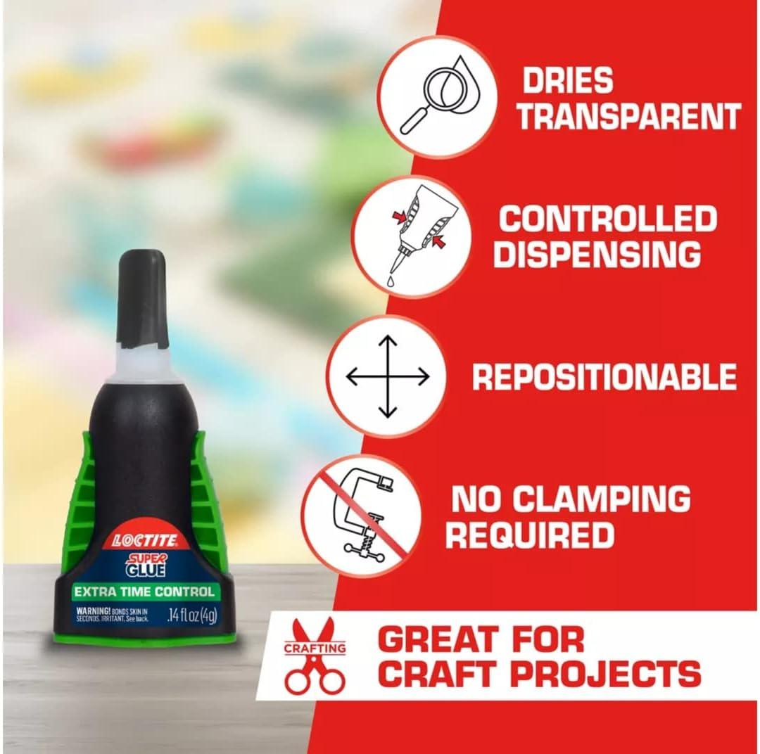 imageLoctite 1503241 Super Glue Extra Time Control 014 fl oz Clear1 Pack