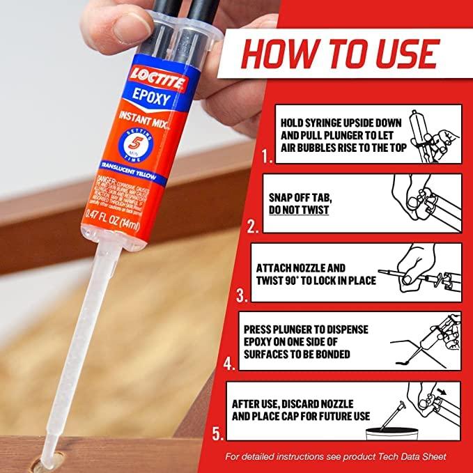 imageLoctite Epoxy Instant Mix 5 Minute 047 fl oz Syringe Pack of 66pack