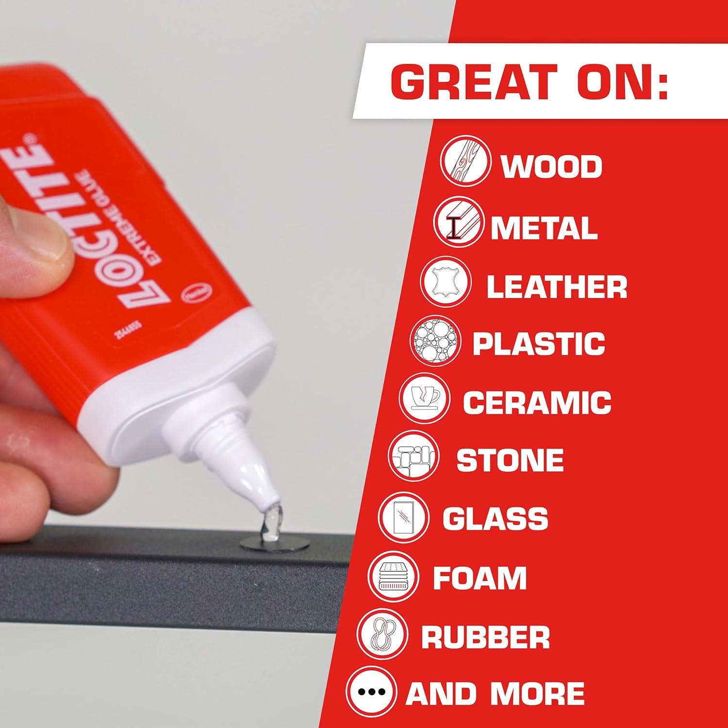 imageLoctite Extreme Glue Strong All Purpose Glue for Wood Metal Leather Pastic ampamp More  Dries Clear  162 oz Tube 1 Pack3 Pack