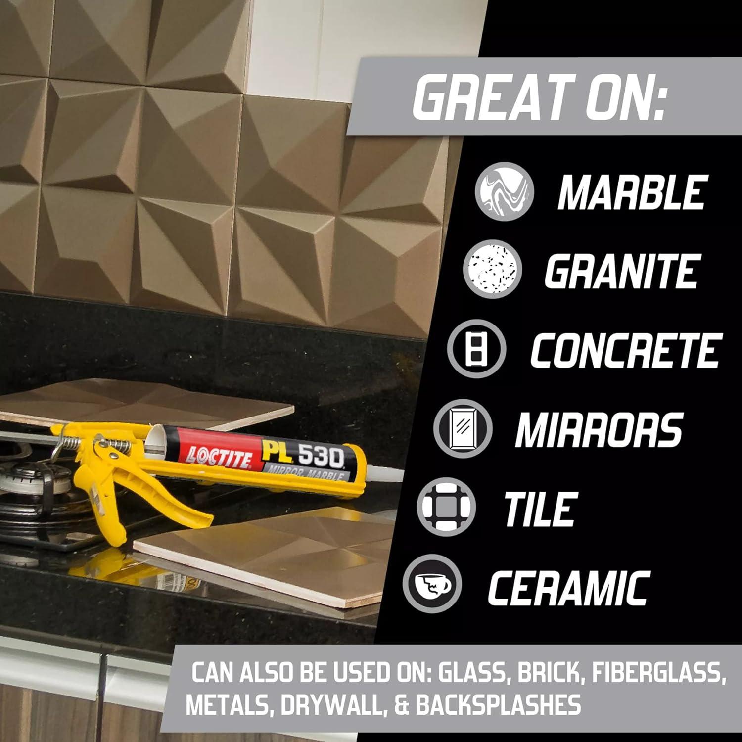 imageLoctite PL 530 Mirror Marble and Granite Construction Adhesive 10 OuncePack of 1