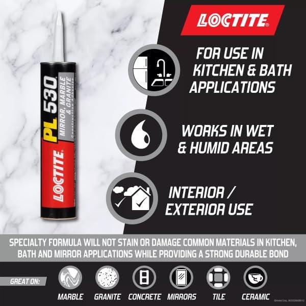 imageLoctite PL 530 Mirror Marble and Granite Construction Adhesive 10 OuncePack of 12
