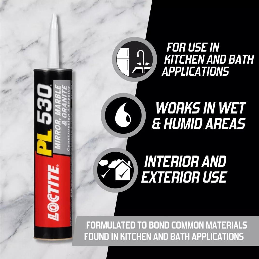 imageLoctite PL 530 Mirror Marble and Granite Construction Adhesive 10 OuncePack of 6