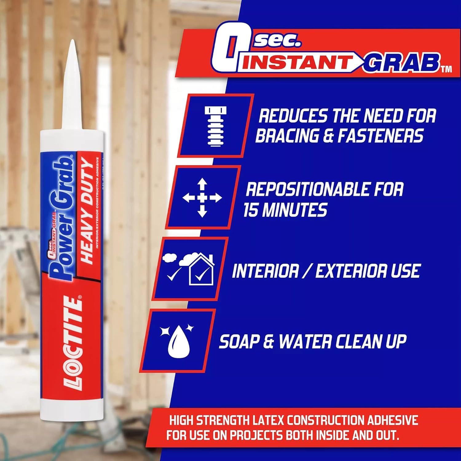 imageLoctite Power Grab Express Heavy Duty Construction Adhesive Versatile Constuction Glue for Wood Wall Tile Foam Board ampamp More  9 fl oz Cartridge Pack of 14 Pack