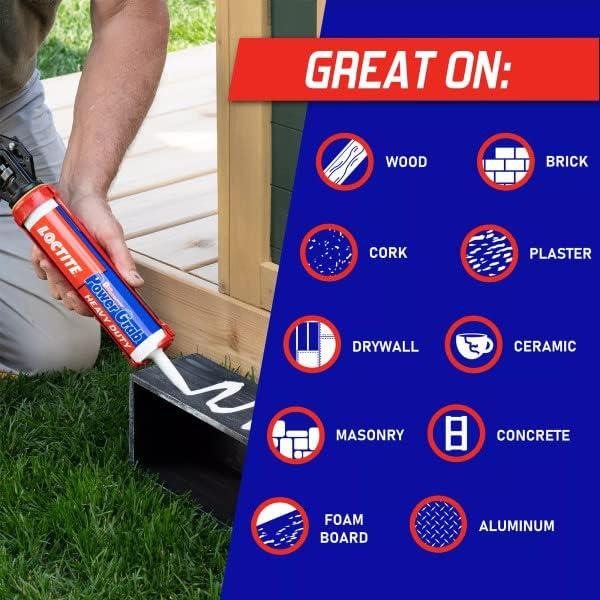 imageLoctite Power Grab Express Heavy Duty Construction Adhesive Versatile Constuction Glue for Wood Wall Tile Foam Board ampamp More  9 fl oz Cartridge Pack of 112 Pack