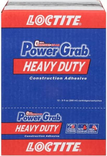 imageLoctite Power Grab Express Heavy Duty Construction Adhesive Versatile Constuction Glue for Wood Wall Tile Foam Board ampamp More  9 fl oz Cartridge Pack of 112 Pack