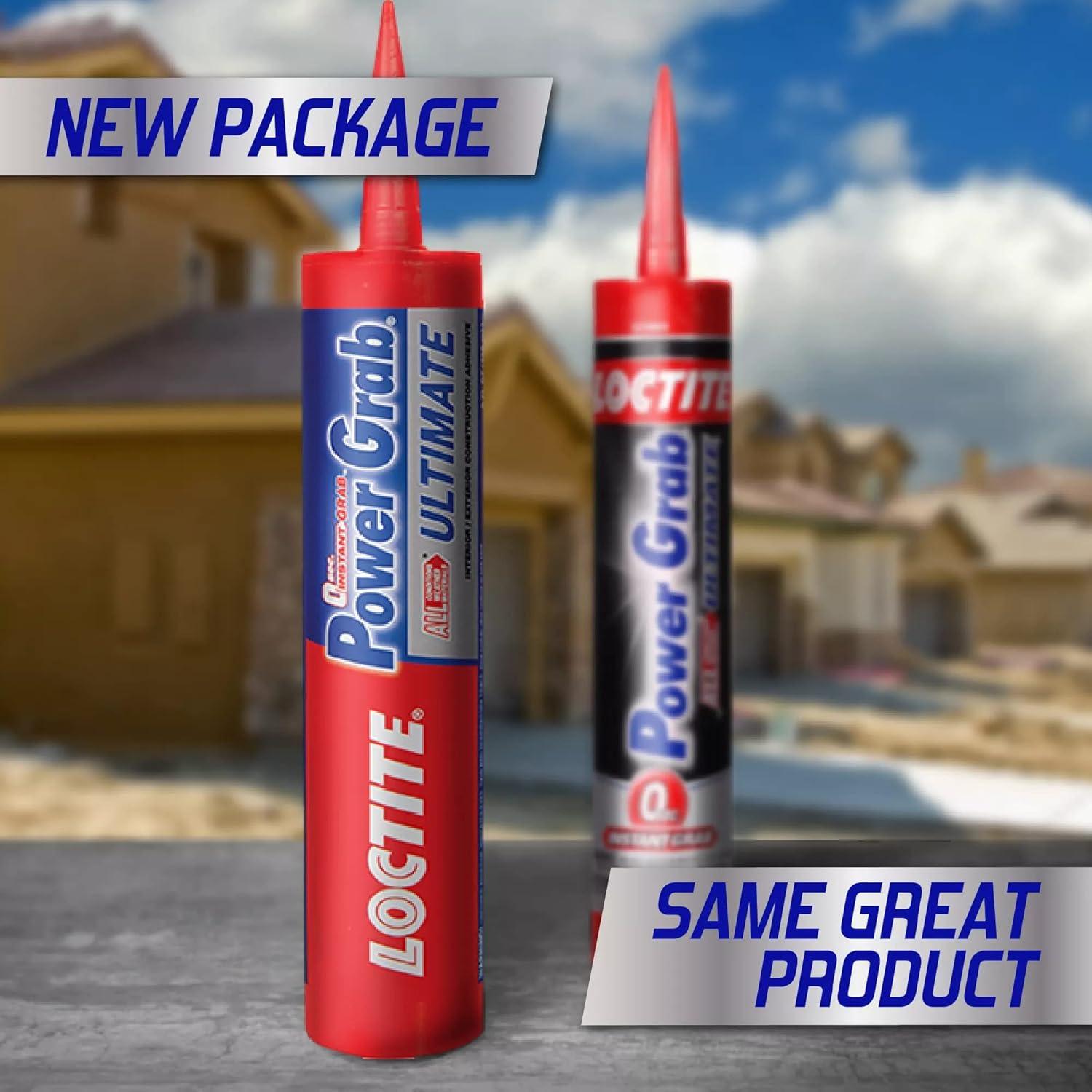 imageLoctite Power Grab Ultimate Construction Adhesive Versatile High Strength Wide Temperature Range Construction Glue  9 fl oz Cartridge Pack of 19 fl oz Cartridge  Pack of 1