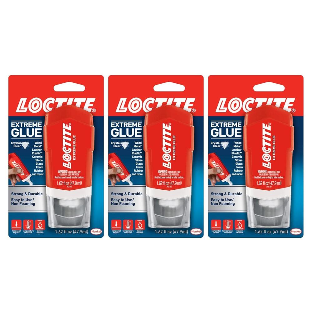 imageLoctite Extreme Glue Strong All Purpose Glue for Wood Metal Leather Pastic ampamp More  Dries Clear  162 oz Tube 1 Pack3 Pack