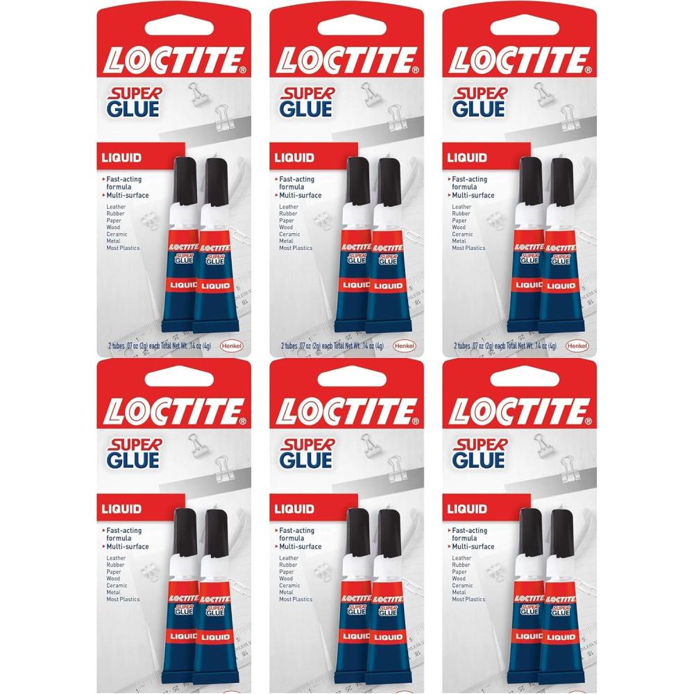 imageLoctite Super Glue Liquid 2 Gram Tube 2 Pack  Clear Superglue for Plastic Wood Metal Crafts ampamp Repair Instant Glue Adhesive Quick DrySet of 2  Pack of 6